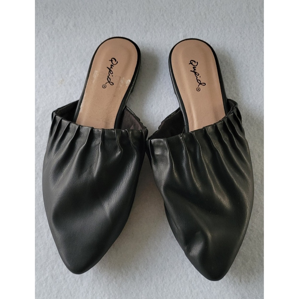 Qupid Womens Size 7 Slip On Black Suede Casual Pointed Toe Comfort Flats - Picture 4 of 7